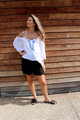 Paros Embroidery Top In White