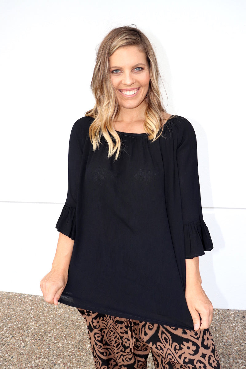 Courtney Long Sleeve Top In Black
