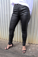Leather Look Stretch Jeans
