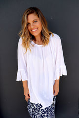 Courtney Long Sleeve Top In White