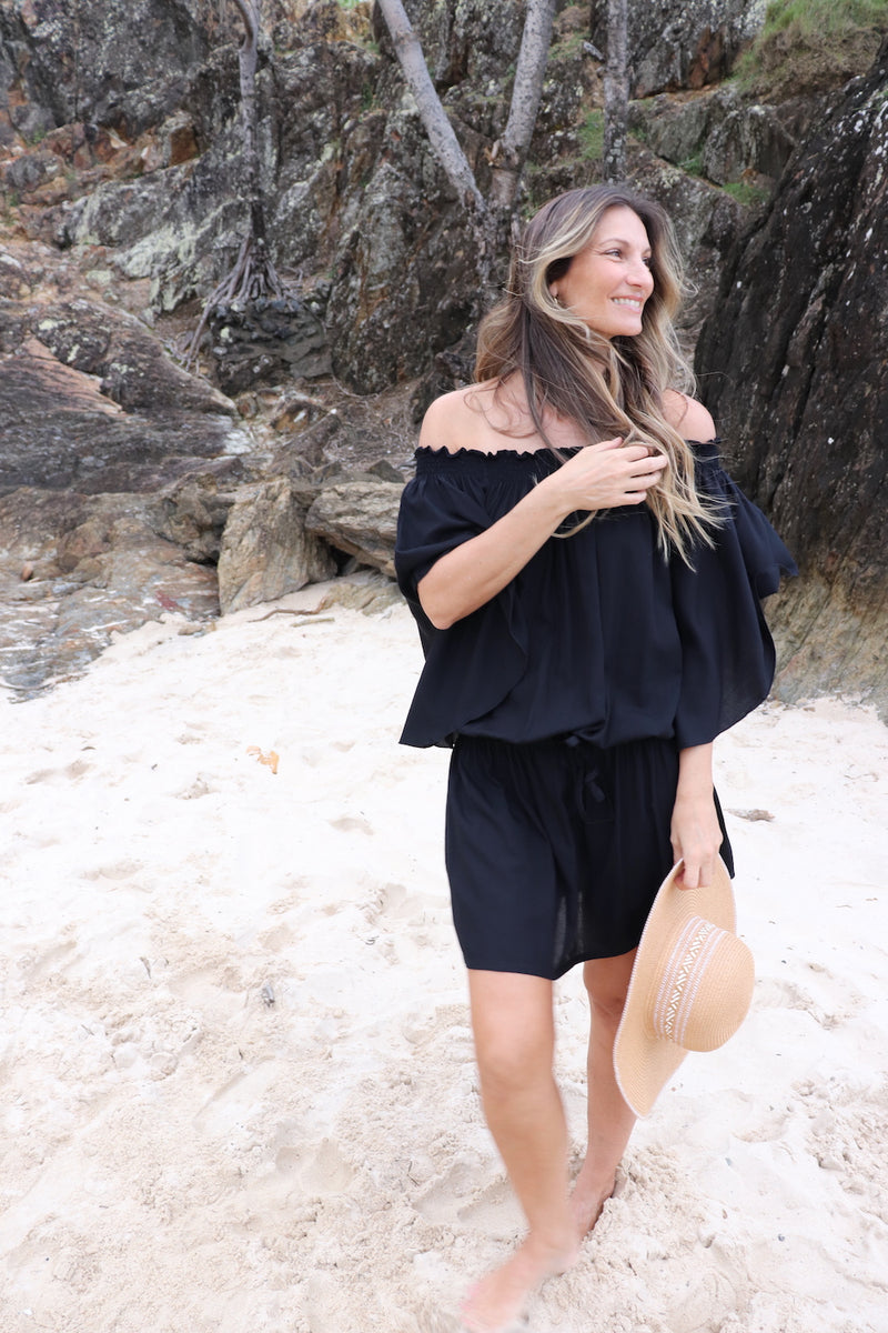 Holiday Dreaming Short Beach Dress/Top In Black