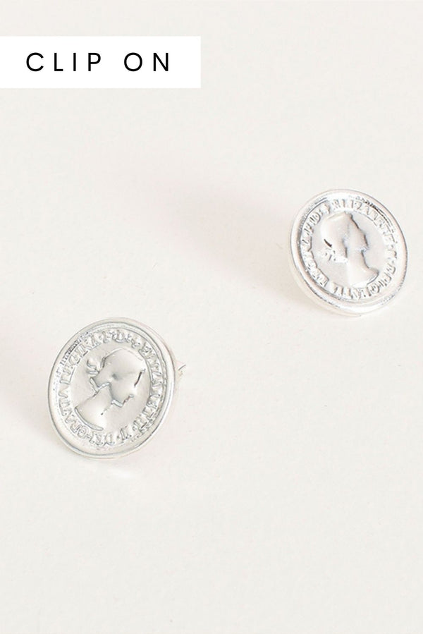 Coin Clip on Earrings in Silver or Rose Gold