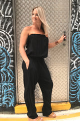 Living It Up Long Jumpsuit In Black