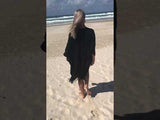 Short Kaftan With Tassels In Black